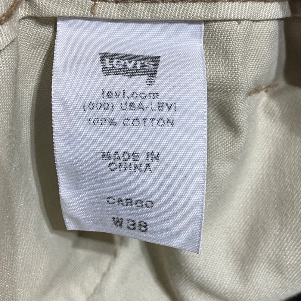 Levis Mens Plaid Cargo Shorts 37 Brown Blue Cotton Relaxed Fit Utility Hiking